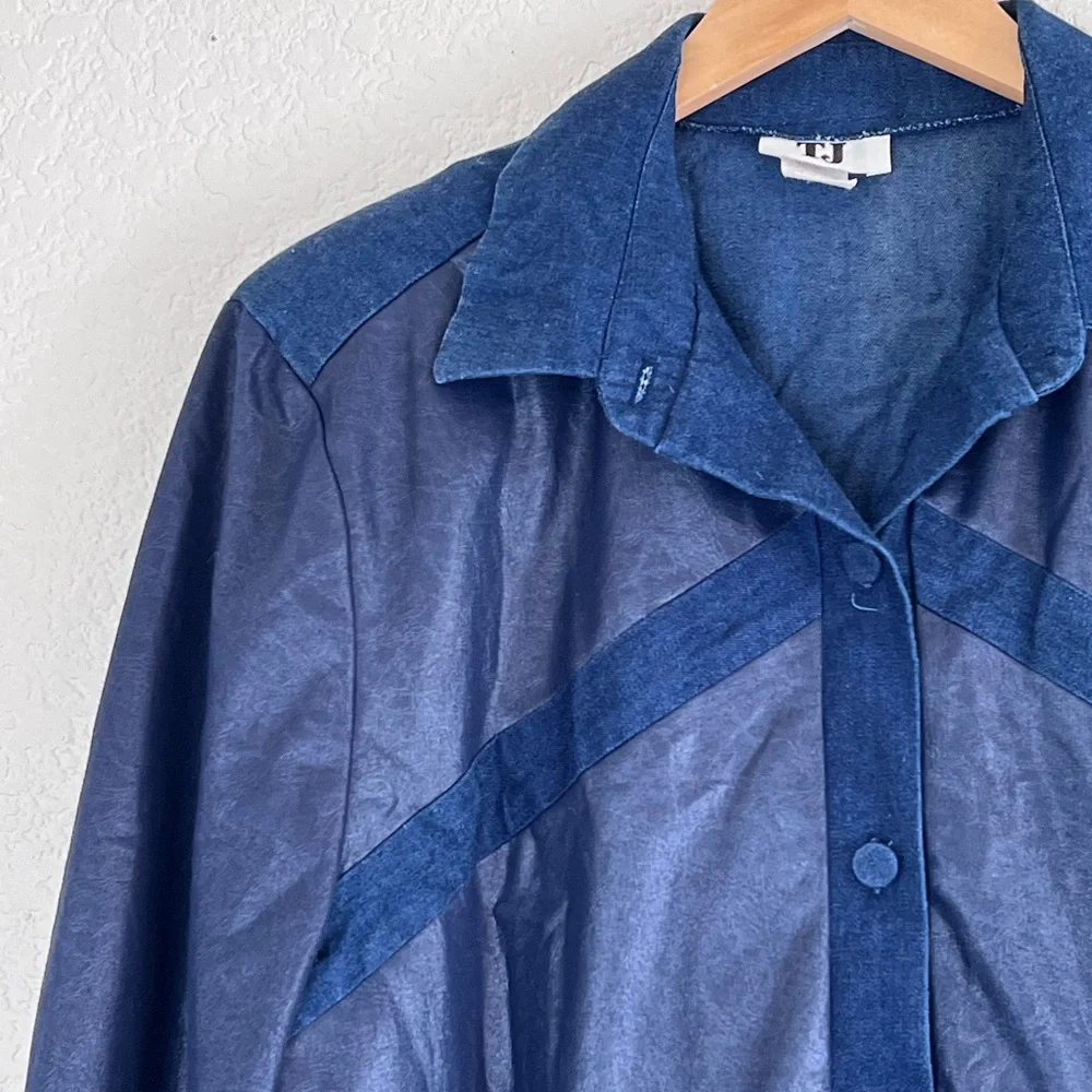 TJ | Vintage blue button front bomber lightweight jacket women’s sz extr…